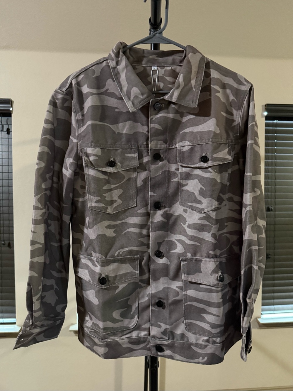 Men's Washed Camo Multi-pocket Cargo Jacket